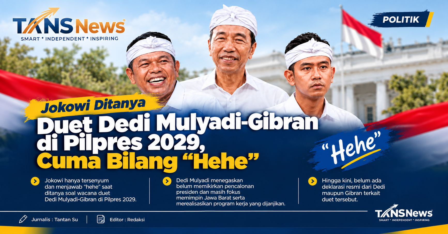 Jokowi Ditanya Duet Dedi Mulyadi-Gibran di Pilpres 2029, Cuma Bilang “Hehe”