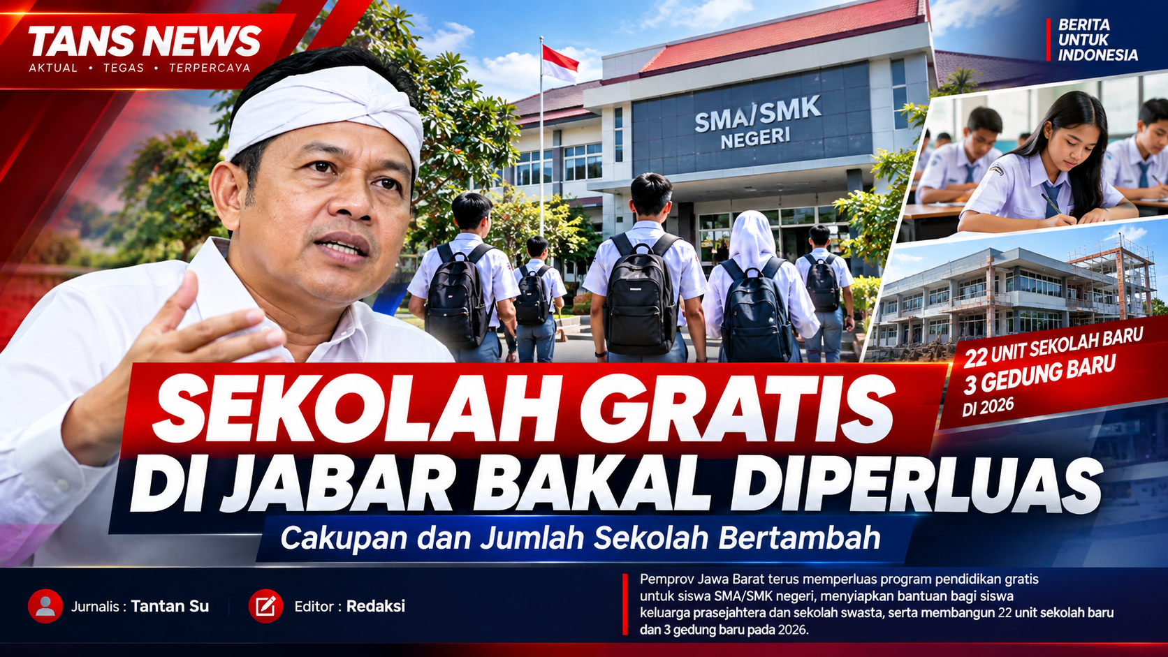 Sekolah Gratis di Jabar Bakal Diperluas, Pemprov Jabar Tambah Jangkauan dan Daya Tampung