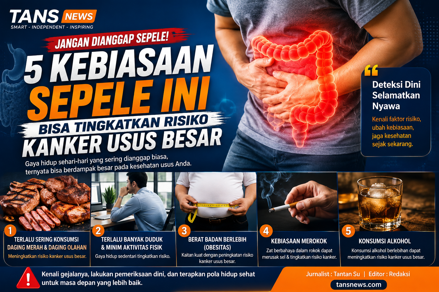 Kerap Dianggap Sepele, 5 Kebiasaan Ini Ternyata Bisa Meningkatkan Risiko Kanker Usus Besar
