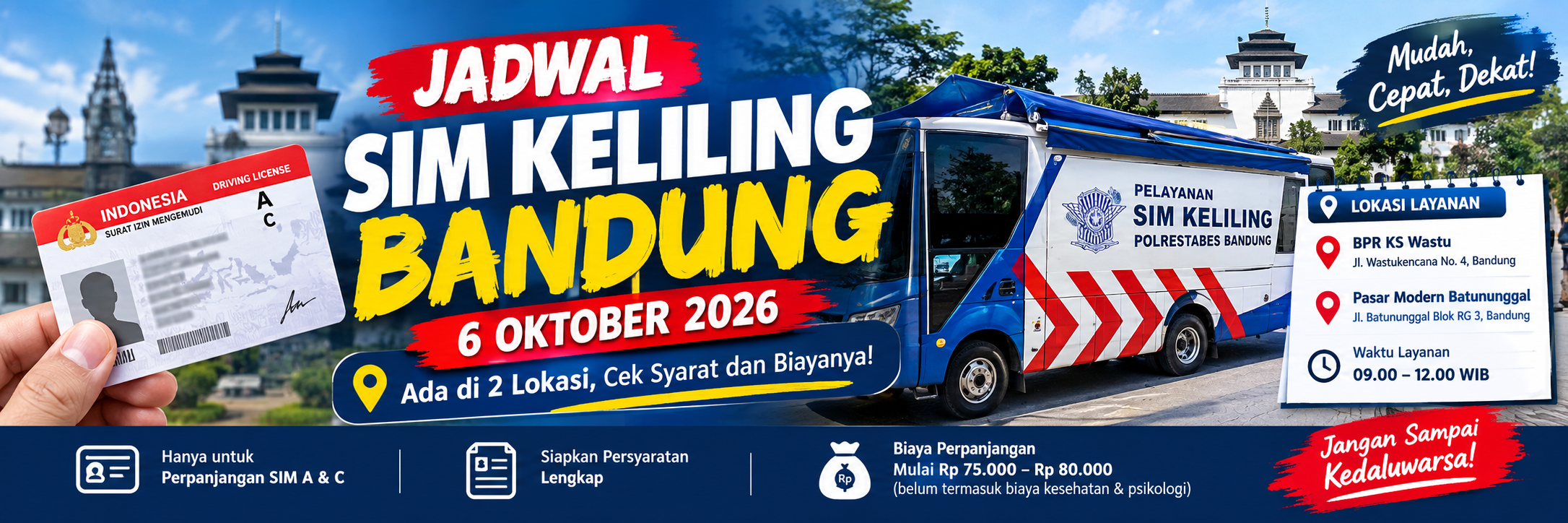 SIM Keliling Bandung Hari Ini 6 Oktober 2026 Ada di 2 Lokasi, Jangan Sampai Terlewat!