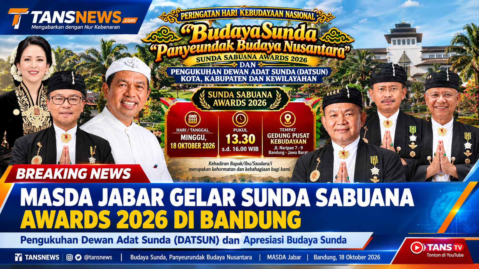 MASDA Jabar Siapkan Pengukuhan Dewan Adat Sunda, Sunda Sabuana Awards 2026 Digelar 18 Oktober di Bandung
