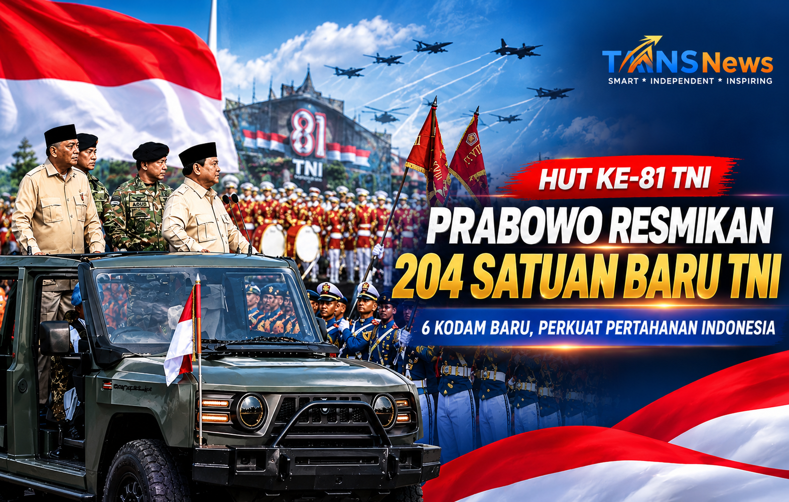 HUT ke-81 TNI, Prabowo Resmikan 204 Satuan Baru dan Kukuhkan Enam Kodam